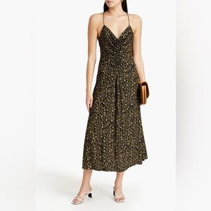 Sandro Carolina ruched printed jacquard midi dress
